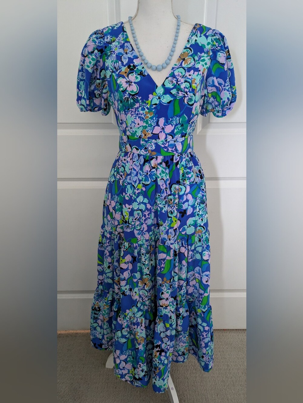 Lilly Pulitzer Grace Midi Dress Twilight Tropics Tiered Sz 2